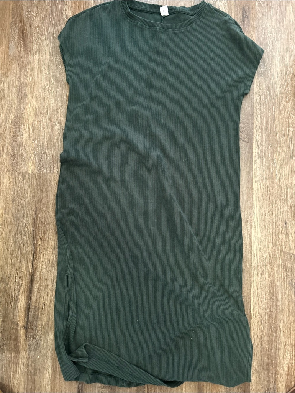 Dark Green Ribbed Sleeveless Knit Dress